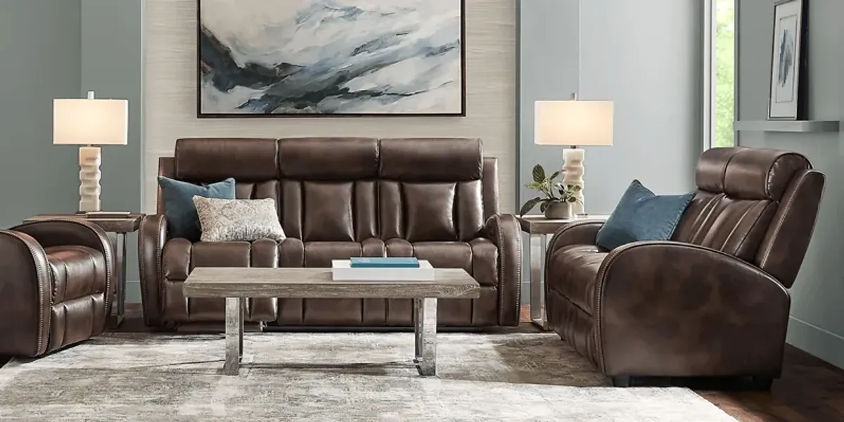 Copperfield Brown 5 Pc Living Room with Dual Power Reclining Sofa