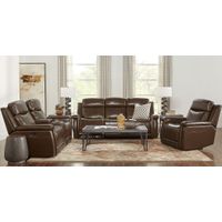Orsini Brown Leather 7 Pc Dual Power Reclining Living Room
