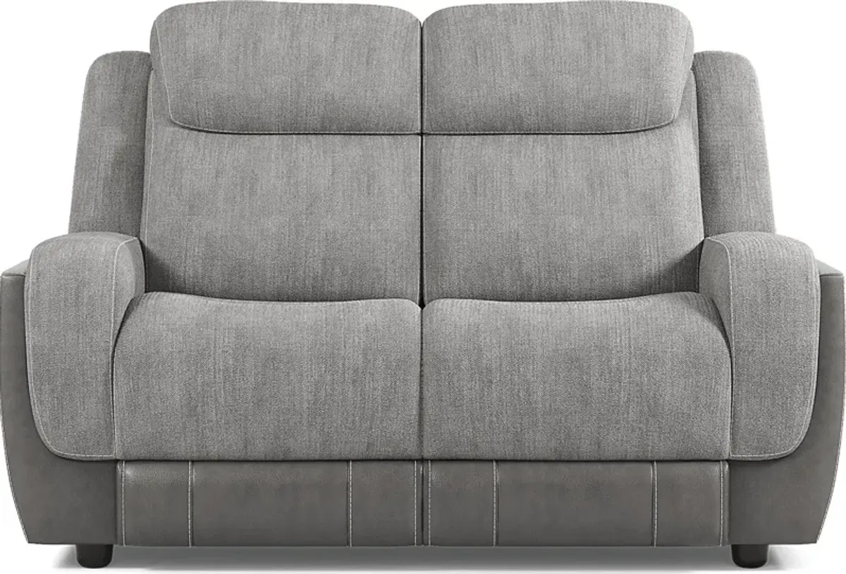 State Street Gray 5 Pc Living Room with Dual Power Reclining Sofa