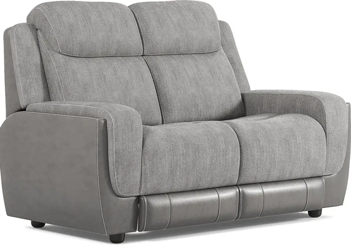 State Street Gray 5 Pc Living Room with Dual Power Reclining Sofa