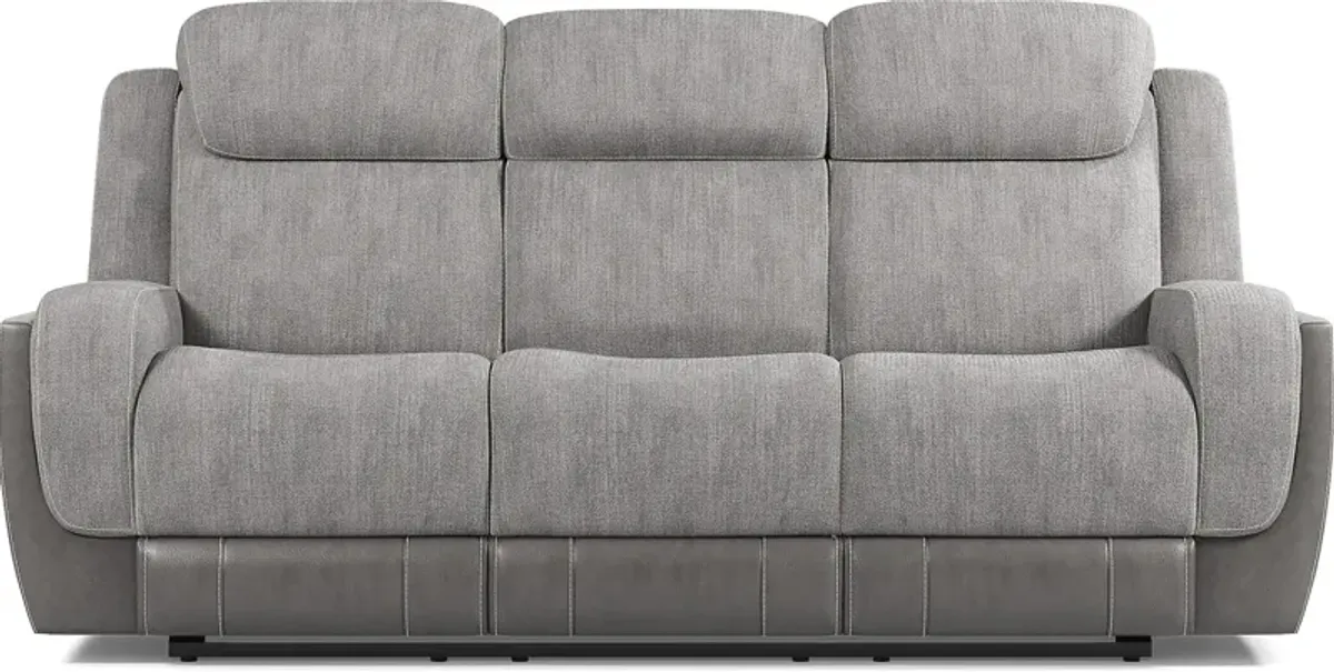 State Street Gray 5 Pc Living Room with Dual Power Reclining Sofa