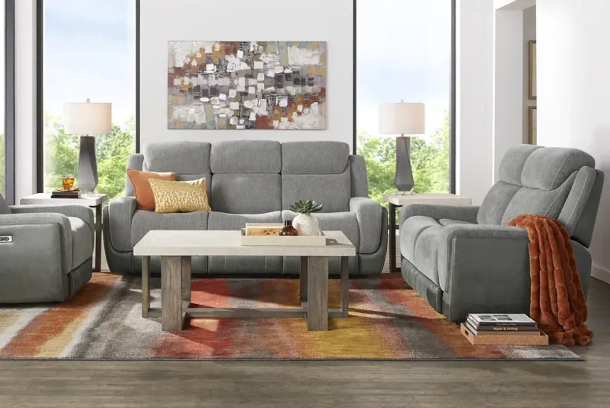 State Street Gray 5 Pc Living Room with Dual Power Reclining Sofa