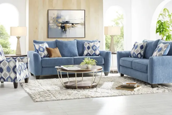 Dennin Heights Blue 8 Pc Living Room