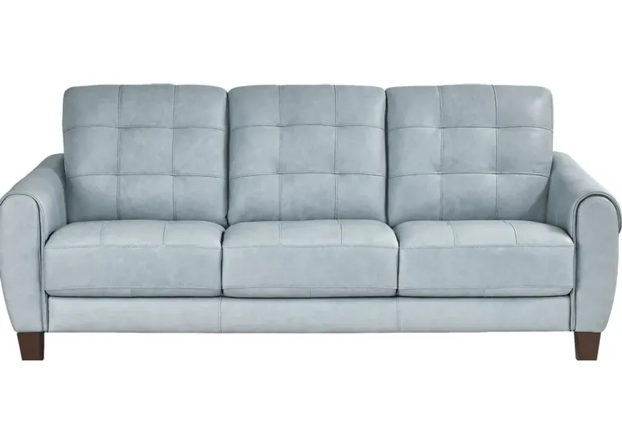 Ventura Square Blue Leather Sofa