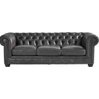 Winchester Way Gray Leather Chesterfield Sofa