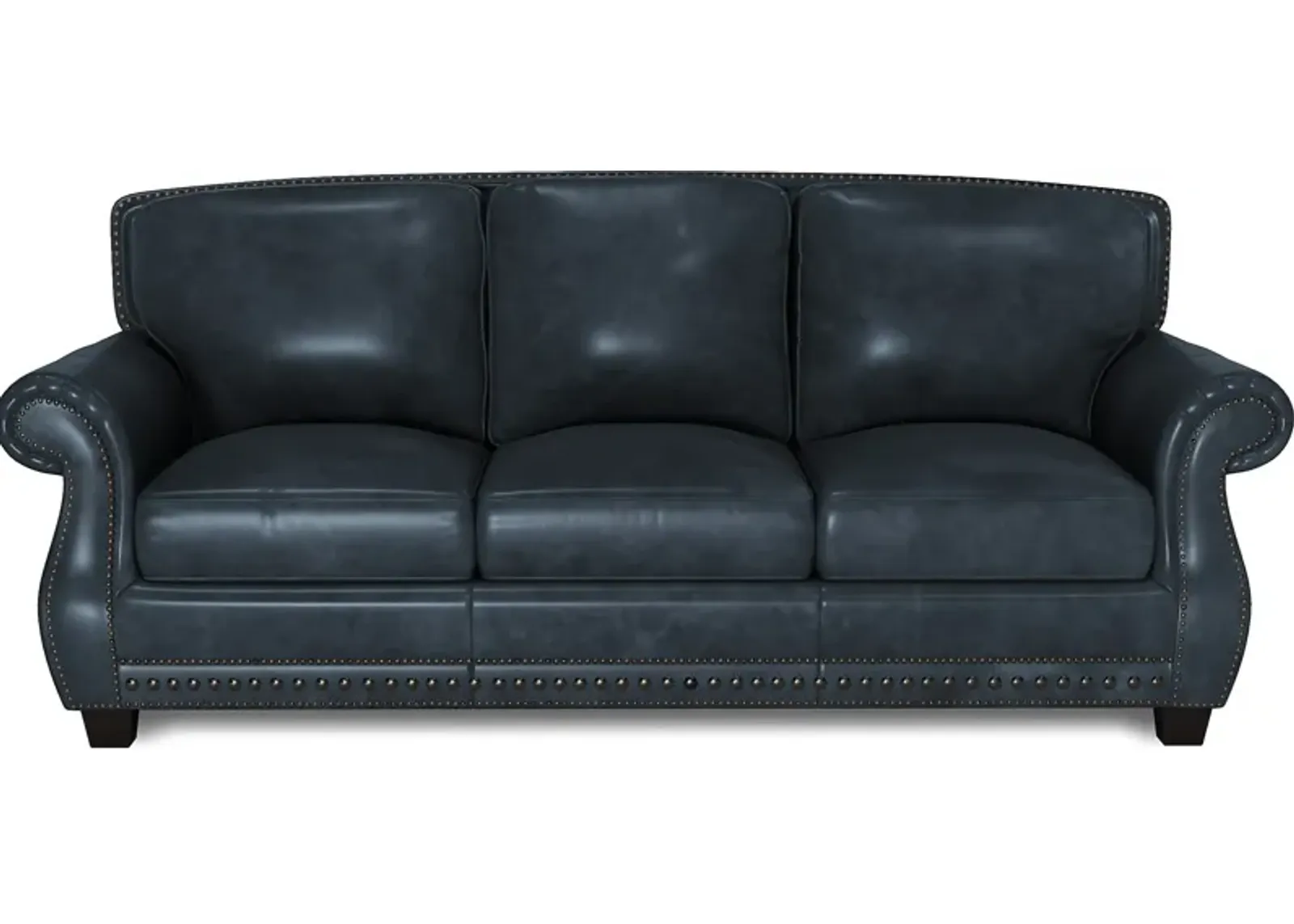 Calvano Blue Leather Sofa