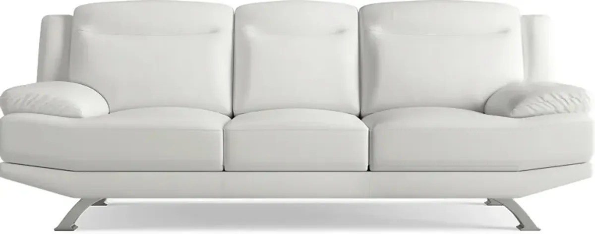 Zamora White Leather Sofa