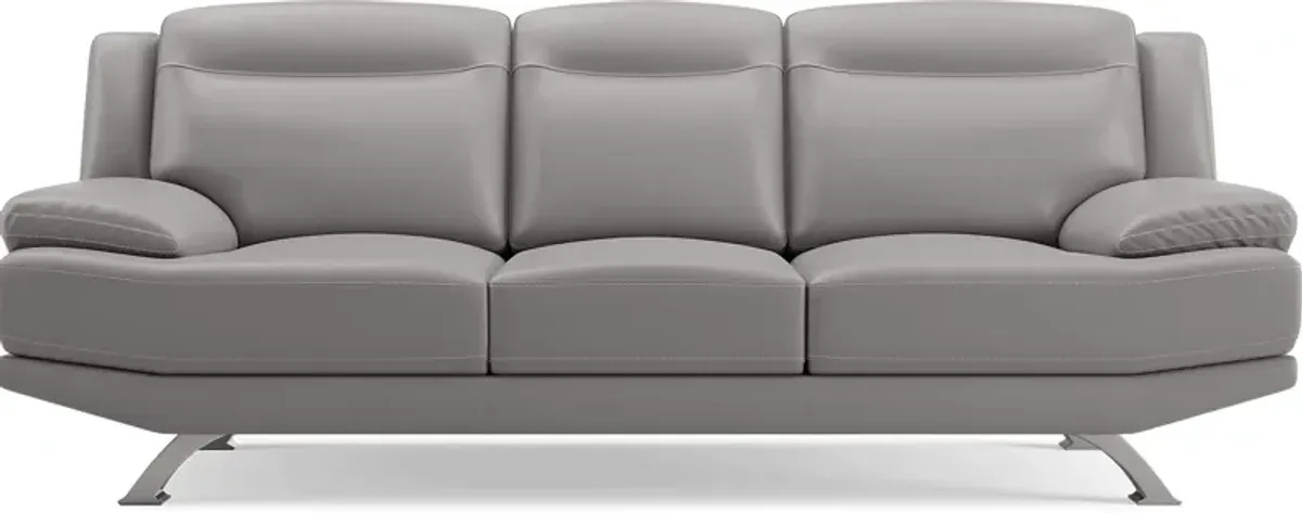 Zamora Gray Leather Sofa