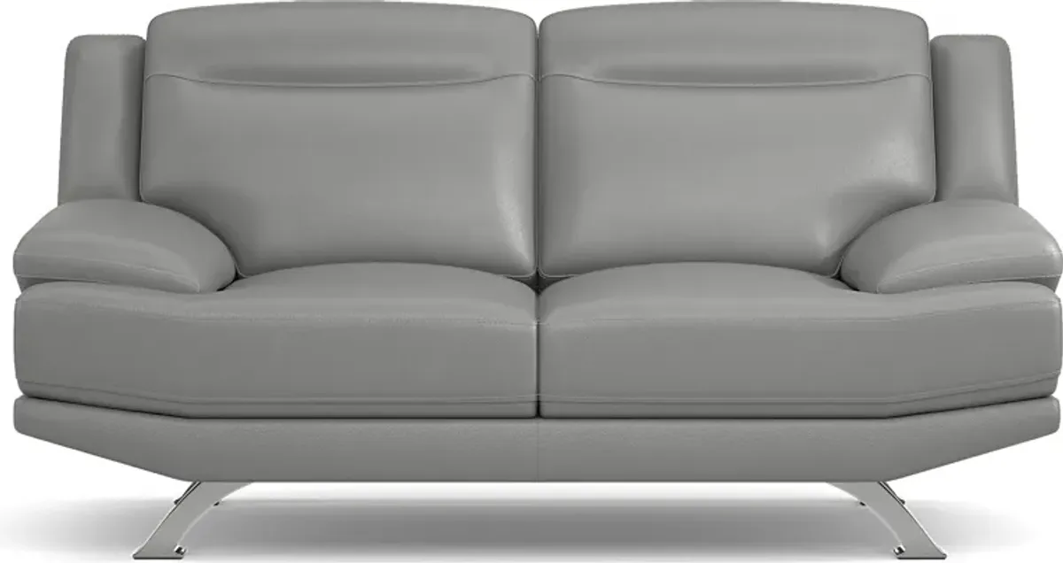 Zamora Gray Leather 3 Pc Living Room