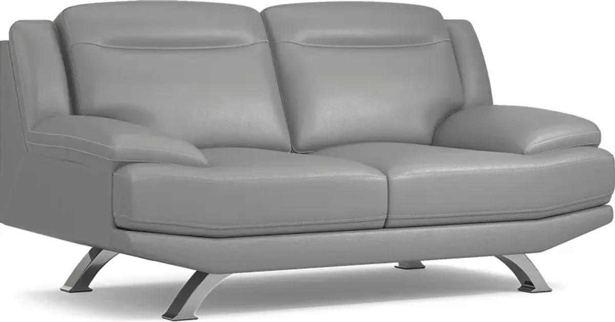 Zamora Gray Leather 3 Pc Living Room