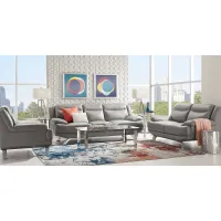 Zamora Gray Leather 3 Pc Living Room