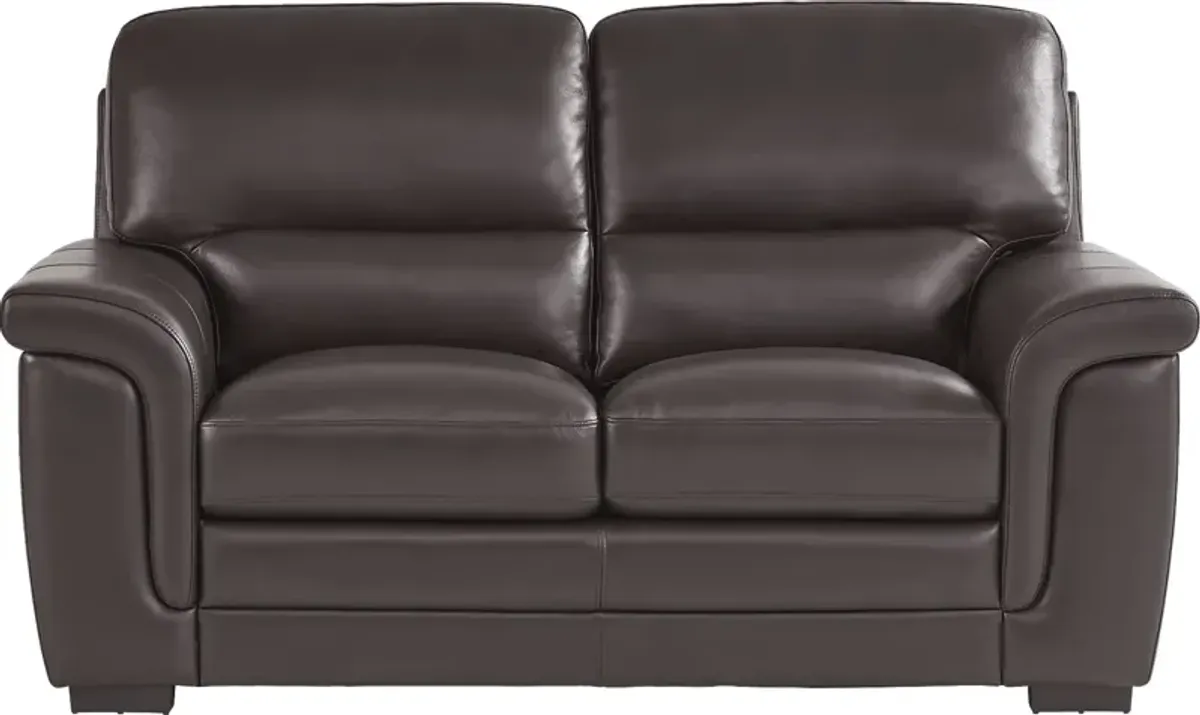 Villa Ashbury Brown Leather Loveseat