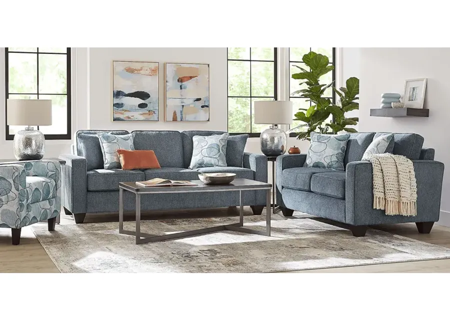 Alanis Bay Blue 3 Pc Living Room