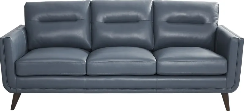 San Salerno Blue Leather Sofa
