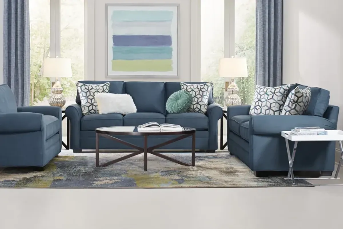 Bellingham Sapphire Textured Chenille 7 Pc Living Room