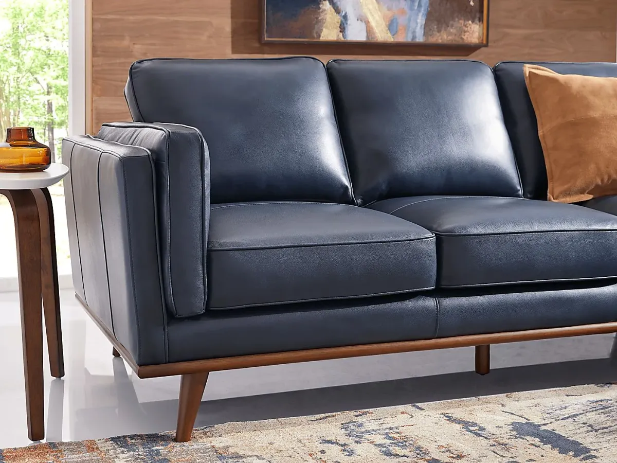 Cassina Court Navy Leather Sofa