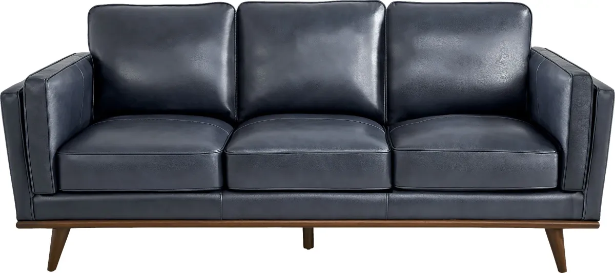 Cassina Court Navy Leather Sofa