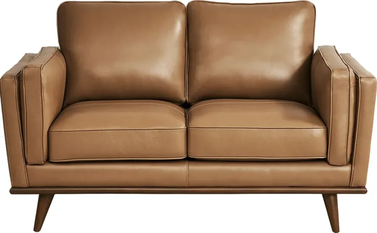 Cassina Court Caramel Leather 3 Pc Living Room