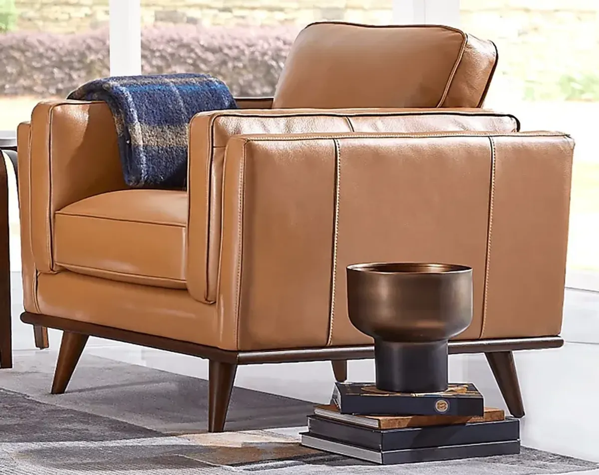 Cassina Court Caramel Leather 3 Pc Living Room