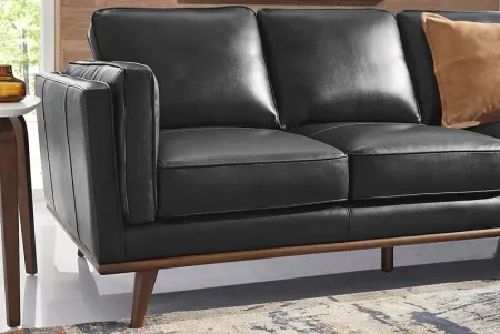 Cassina Court Black Leather Sofa