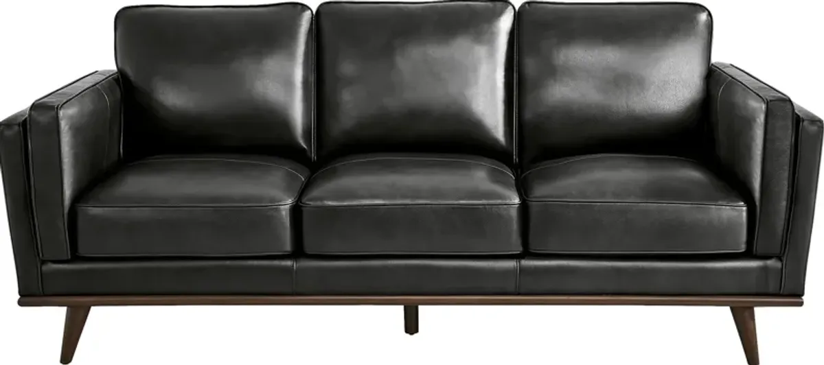 Cassina Court Black Leather Sofa