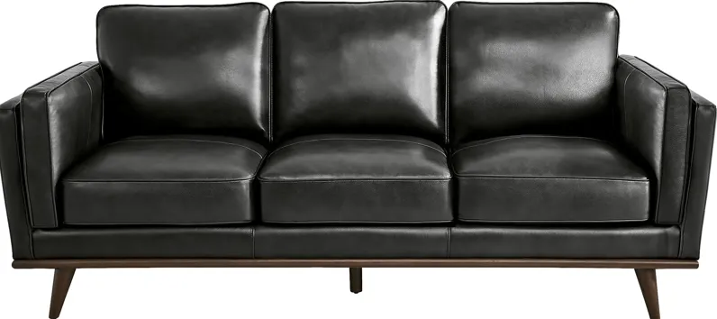 Cassina Court Black Leather Sofa