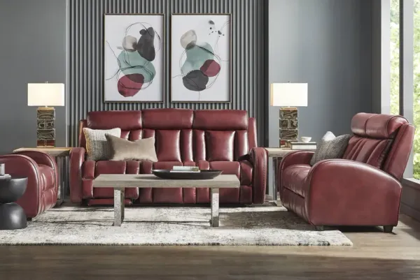 Copperfield Red 7 Pc Living Room with Dual Power Reclining Sofa