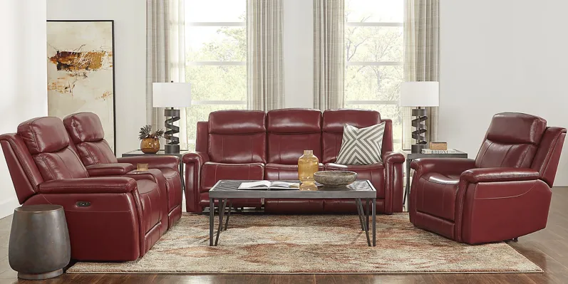 Orsini Red Leather 8 Pc Dual Power Reclining Living Room
