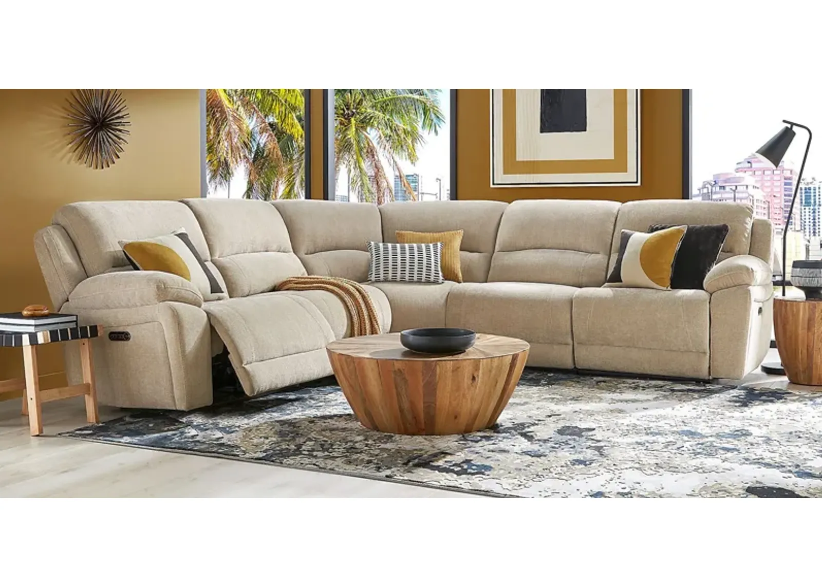 Douglas Park Sand 8 Pc Dual Power Reclining Sectional Living Room