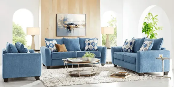 Dennin Heights Blue 7 Pc Living Room with Sleeper Sofa