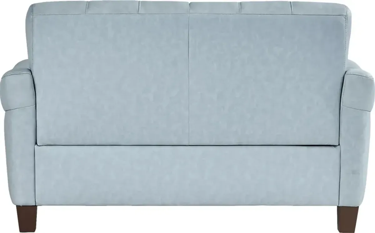 Ventura Square Blue Leather Loveseat