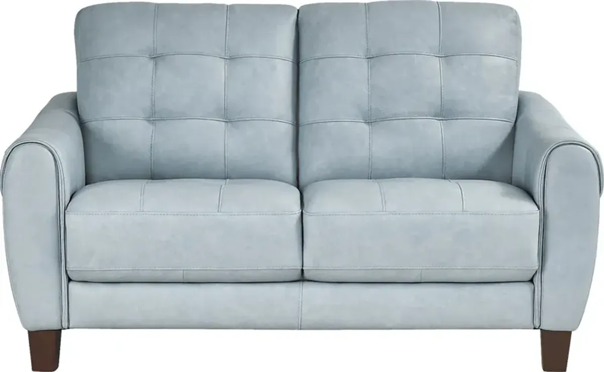 Ventura Square Blue Leather Loveseat