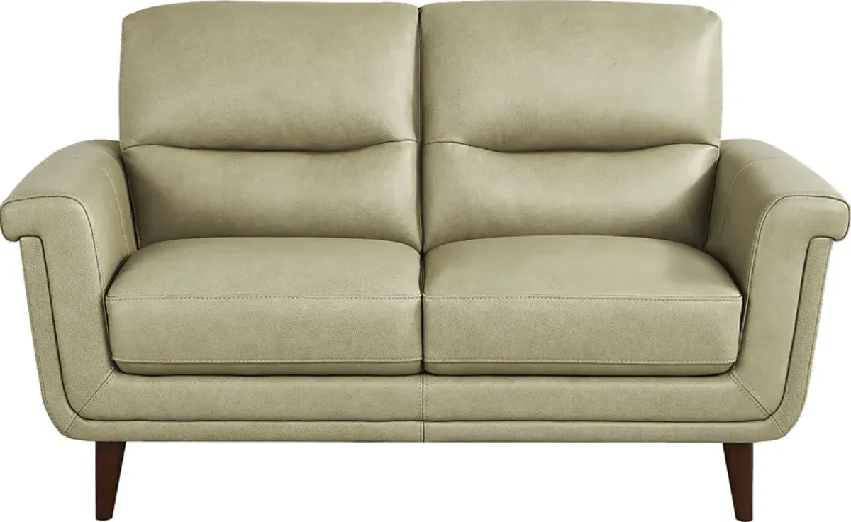 Harrington Park Sage Leather Loveseat