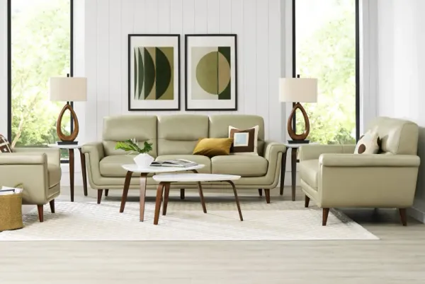 Harrington Park Sage 6 Pc Leather Living Room