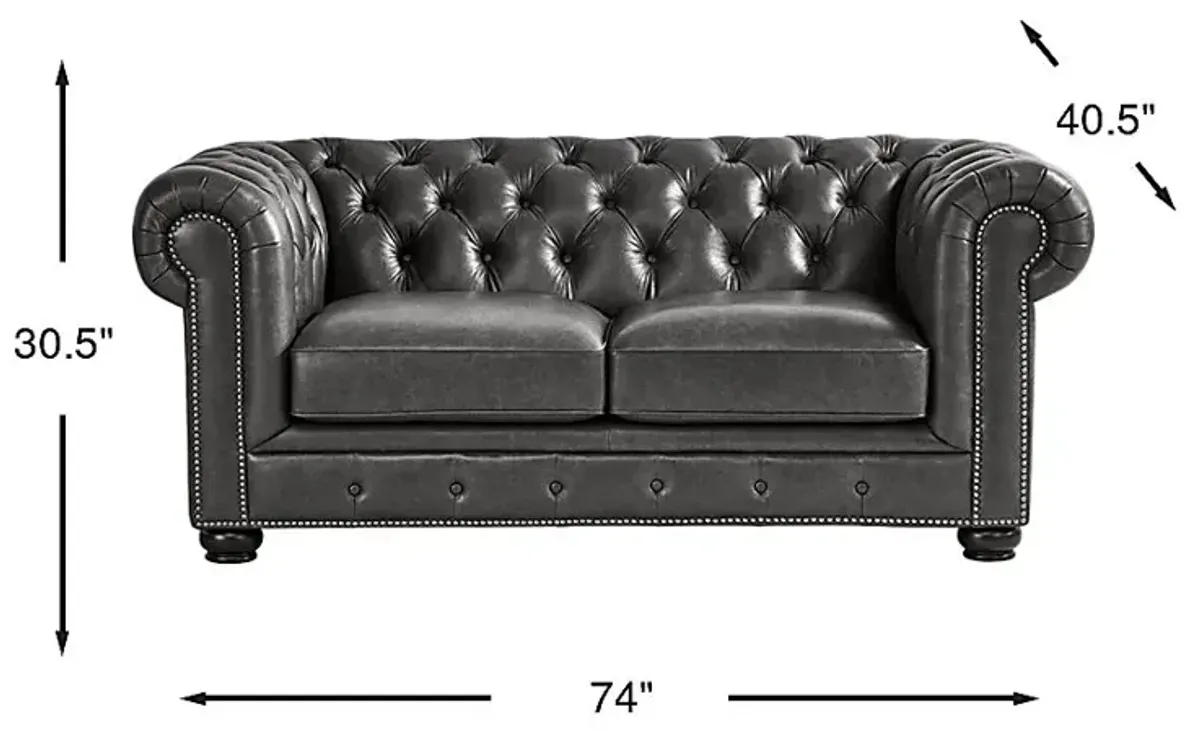 Winchester Way Gray Leather Loveseat