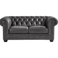 Winchester Way Gray Leather Loveseat