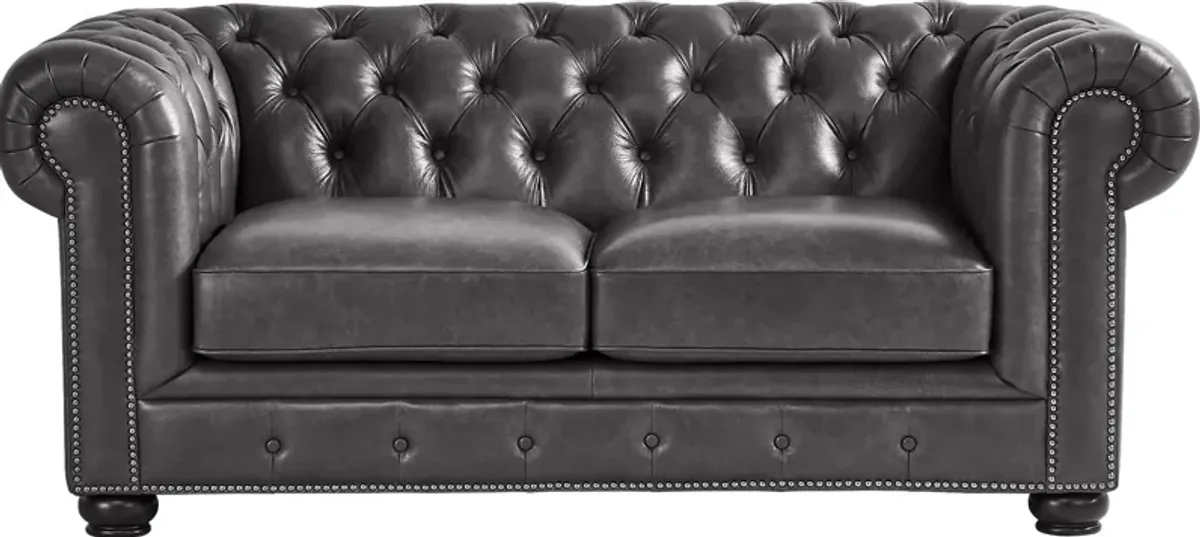 Winchester Way Gray Leather Loveseat