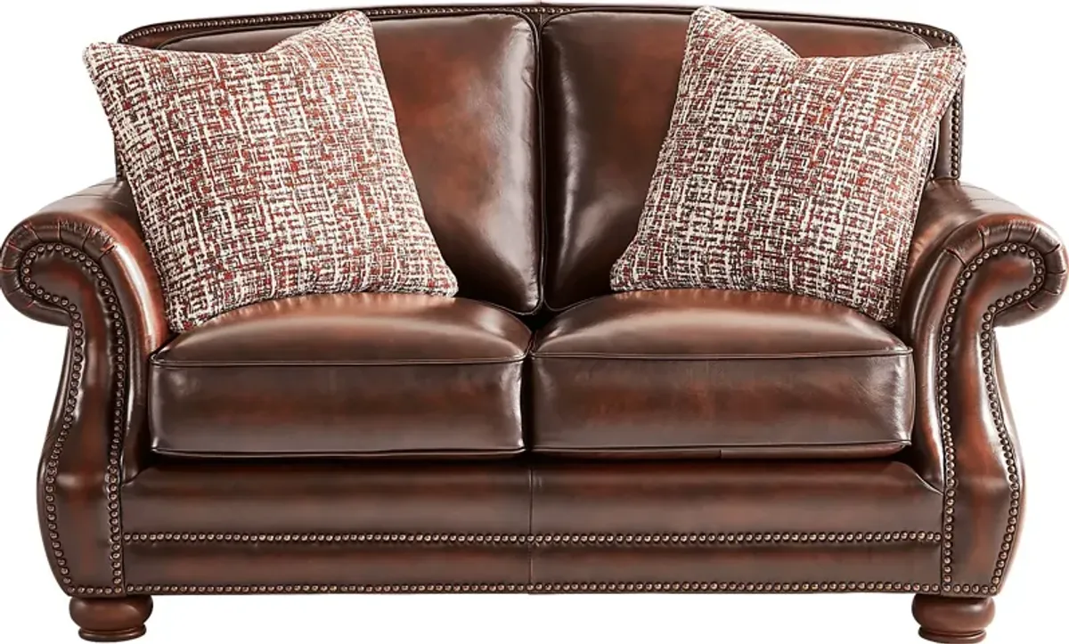Calvano Lane Brown Leather Loveseat