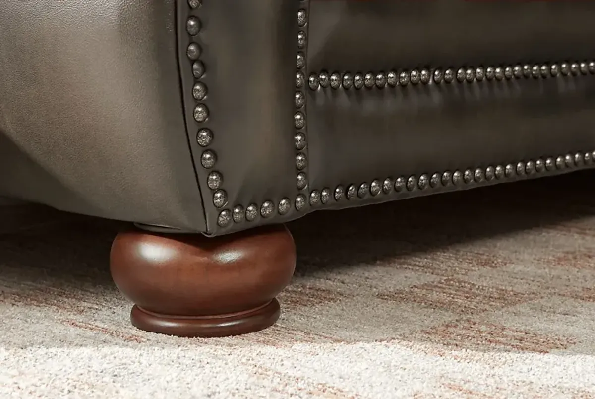 Calvano Lane Gray Leather Loveseat