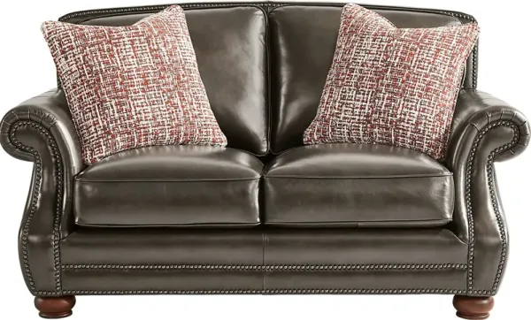 Calvano Lane Gray Leather Loveseat