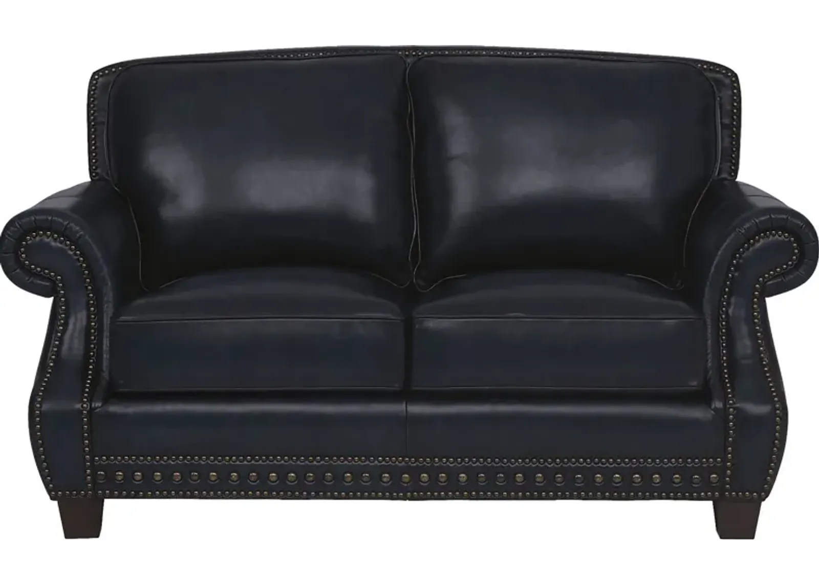 Calvano Blue Leather Loveseat