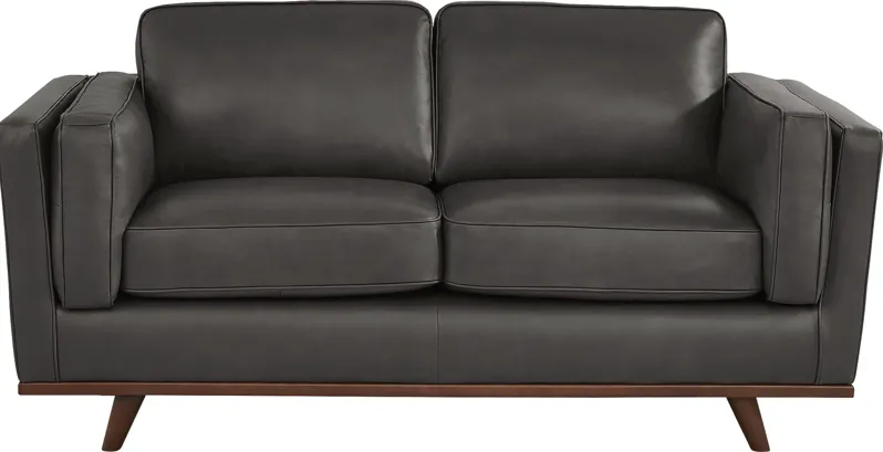 Duluth Gray Leather Loveseat
