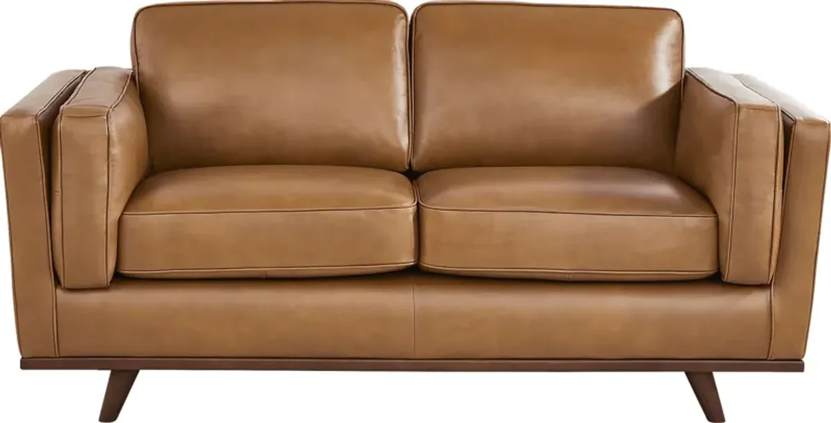 Duluth Caramel Leather Loveseat