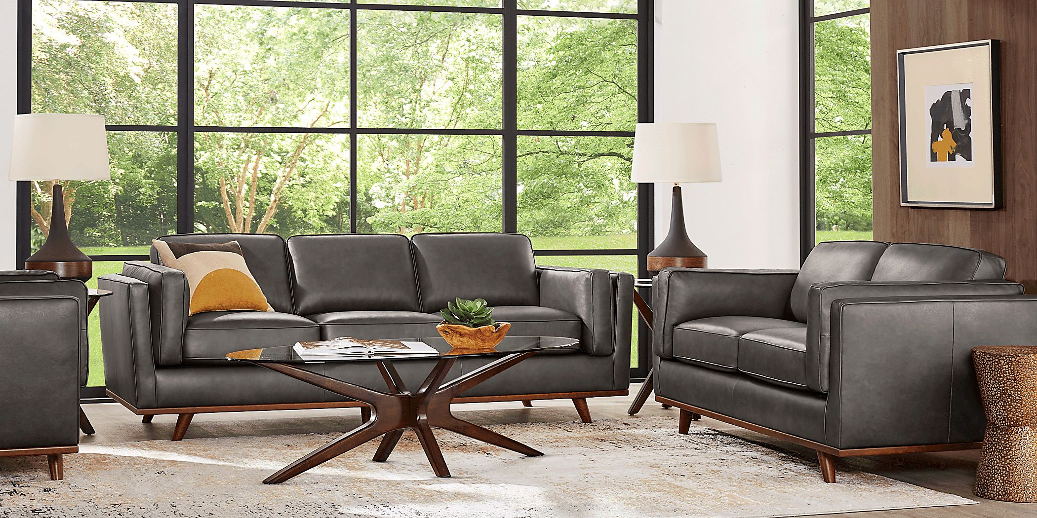 Veneto Brown Leather 5 Pc Living Room