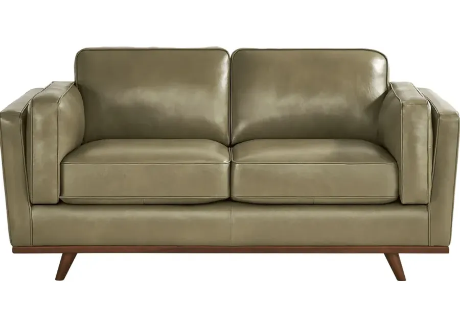 Duluth Olive Leather Loveseat