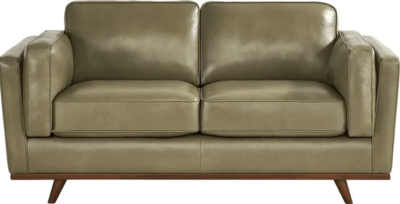 Duluth Olive Leather Loveseat