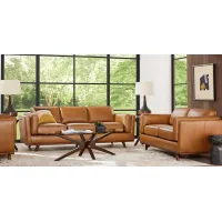 Duluth Caramel Leather 3 Pc Living Room