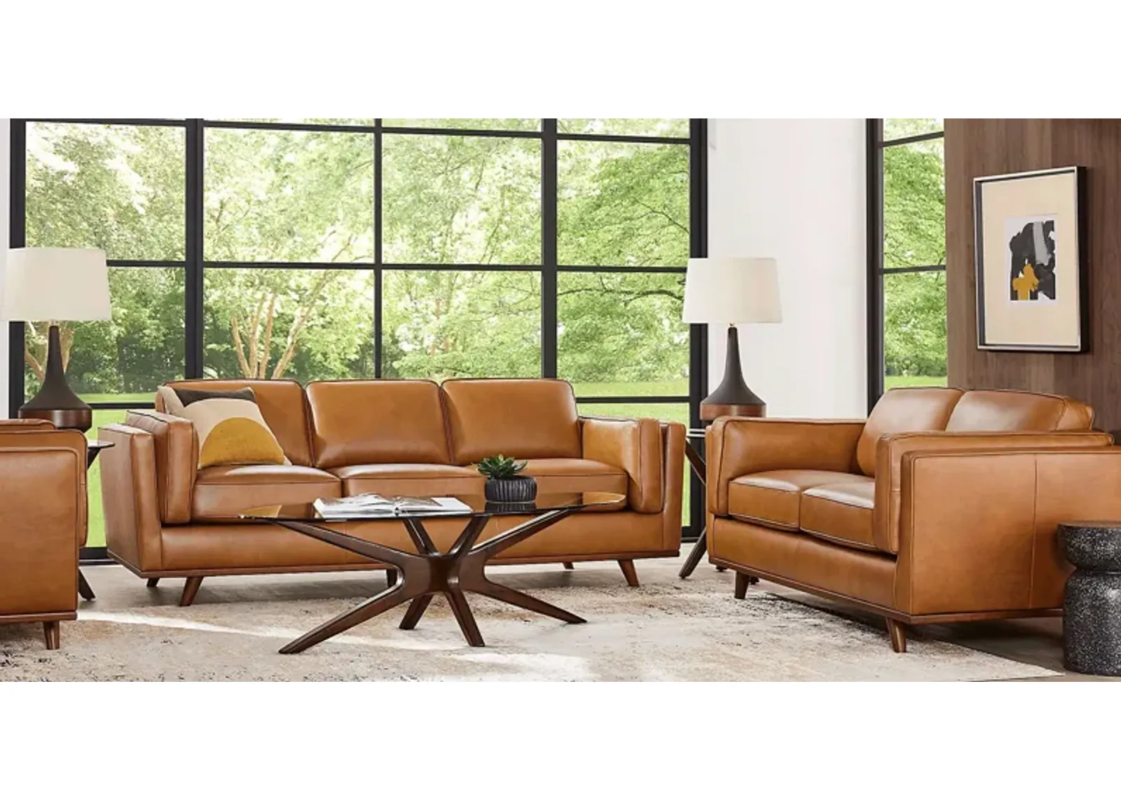 Duluth Caramel Leather 3 Pc Living Room