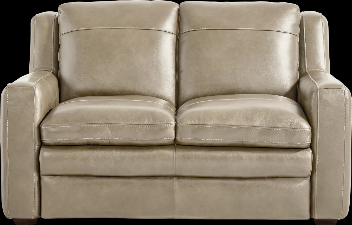 Salinger Beige Leather Loveseat