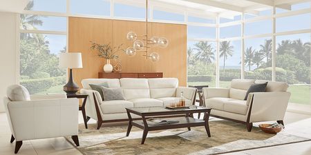 Marchese Ivory Leather Loveseat